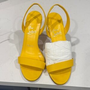 Christian Louboutin Yellow Sandals with White Accent